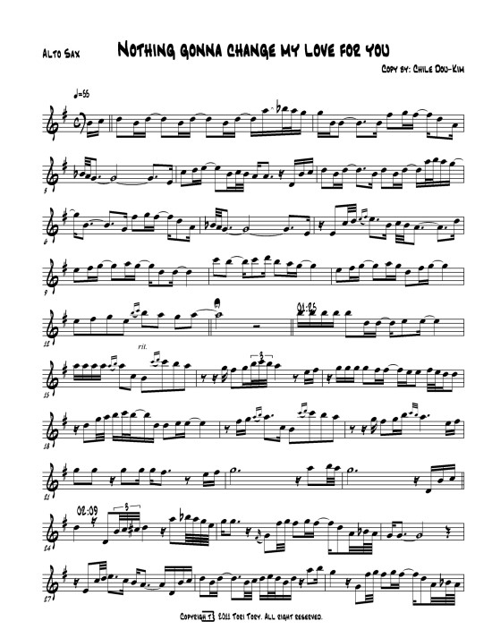 Nothing gonna change my love for you 악보 Alto Saxophone 고바야시카오리 네이버 블로그