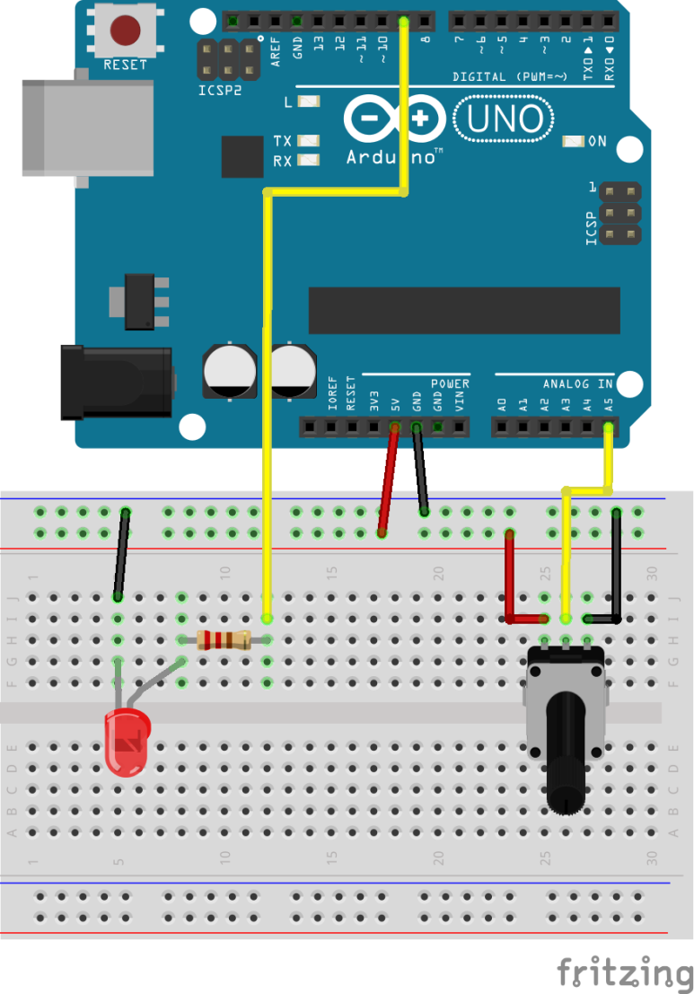 [아두이노 강좌] 가변저항(Potentiometer)으로 LED 밝기 조절하기 / Arduino Potentiometer ...