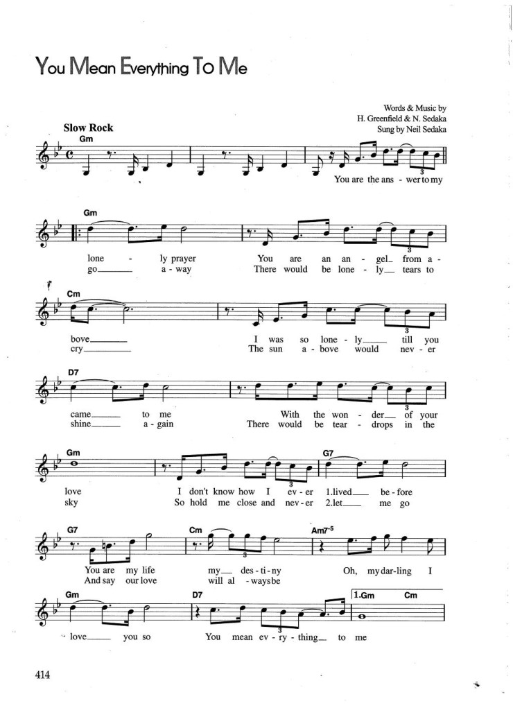* You Mean Everything To Me (악보) / Neil Sedaka 네이버 블로그
